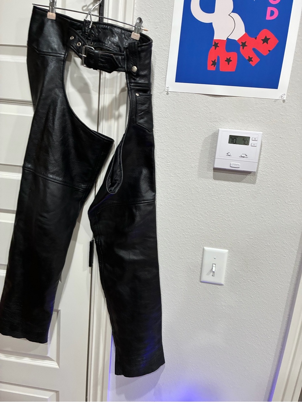 Women’s Black Leather Motorcycle Chaps - Classic Style